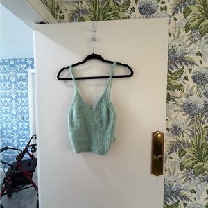 Altar'd State Mint Green Fuzzy Cropped Tank